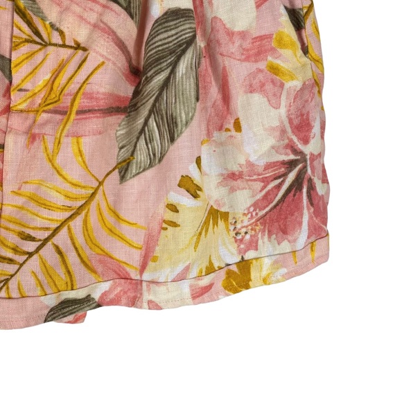 Joie 100% Linen Shorts Tropical Palm Print Women’s Size 00 Floral Pockets - Picture 3 of 7